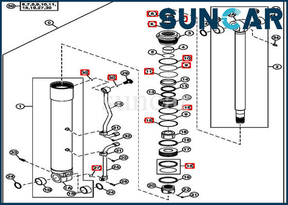 4663491 Kit Perbaikan Segel Silinder Kit Pengganti Boom Cocok untuk John Deere 75D 85D