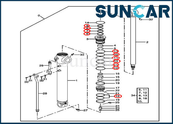 Arm Sealing Kit 4415584 Cylinder Replacement Oil Seal Kit Untuk Excavator 80 80C John Deere