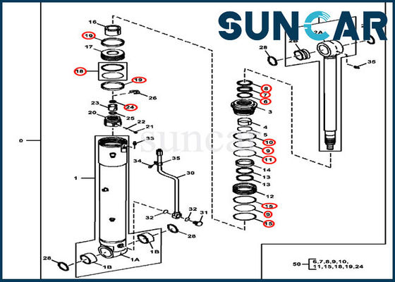 4696459 Swing Cylinder Repair Sealing Kit Deere 85D 85G Hidrolik CYL Oil Seal Kit