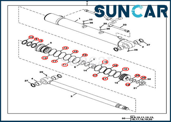 ISO9001 FYD00000076 Kit Segel Boom Hidrolik 85D JOHN DEERE Kit Perbaikan Segel Silinder