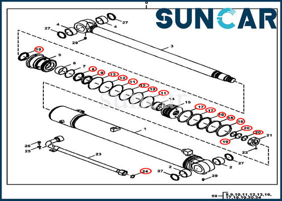 FYD00006231 Kit Segel Silinder Boom Kit Layanan Excavator Cocok untuk Model Peralatan John Deere 85D