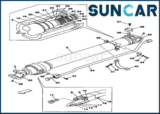 Kit Segel Crawler Excavator LZ00452 Kit Penggantian Silinder Lengan Cocok untuk KASUS CX160