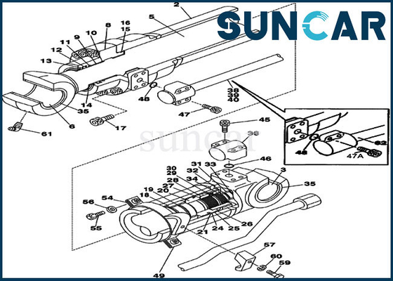 LZ00446 Arm Seal Repair Kit Kit Penyegelan Minyak Silinder Hidrolik Untuk KASUS Excavator CX225SR CX210