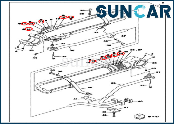 LZ007110 Boom Seal Kit Kit Penggantian Silinder Cocok untuk CX800B CX800 CASE