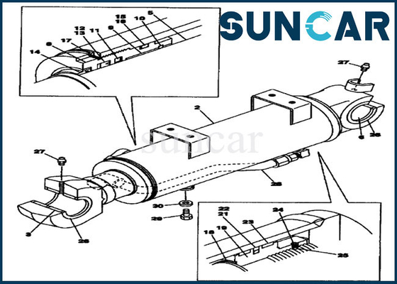 LQU0245 Dozer Blade Kit Perbaikan Segel Silinder Hidrolik Cocok untuk Model Excavator CX130 CX130B