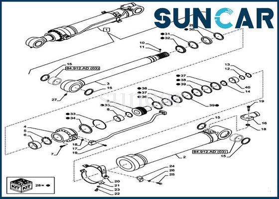 CX160D LC Crawler Excavator LZ011000 Arm Seal Kit Kit Pembuatan Ulang Silinder Hidraulik