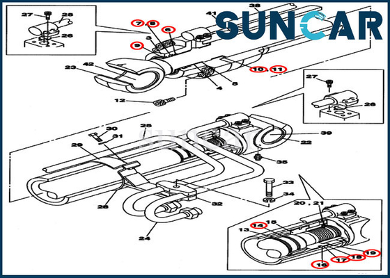 Crawler Excavator LZ007630 Cylinder Seal Kit CX210BLR CX210B CASE Boom Penggantian Kit