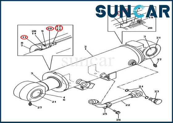 LZ011480 Blade Cylinder Seal Kit Excavator CX145C SR CX130C Case Seal Perbaikan Kit