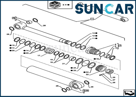 LZ012020 Cylinder Service Kit Boom Repair Seal Kit Cocok untuk Model CX80C CX75C SR CASE