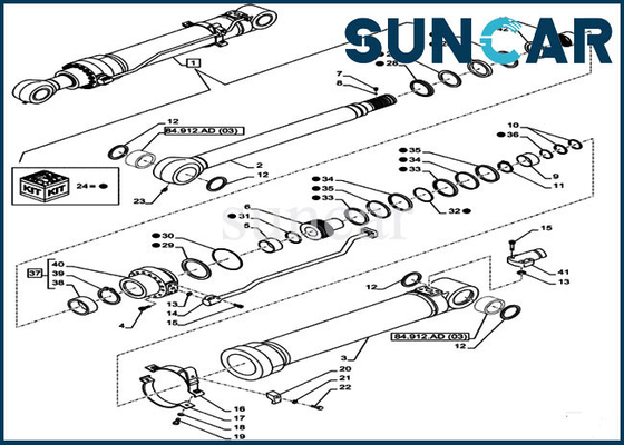 Ketahanan Aus LZ011260 Arm Cylinder Sealing Kit Cocok untuk CASE CX210D LC LR CX250D LC