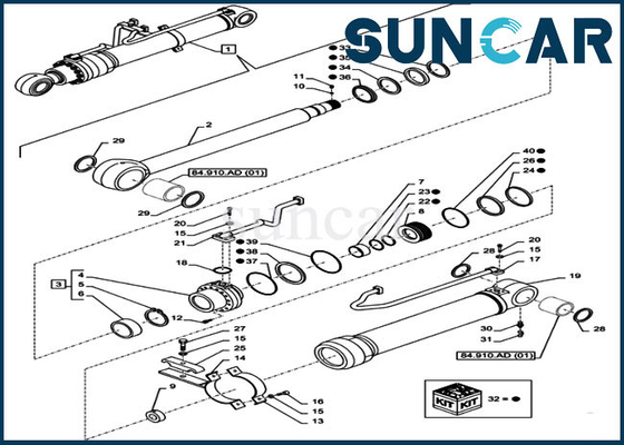 Suku Cadang Excavator LZ012090 Kit Penggantian Segel Silinder Boom CX350D LC Case Sealing Kit