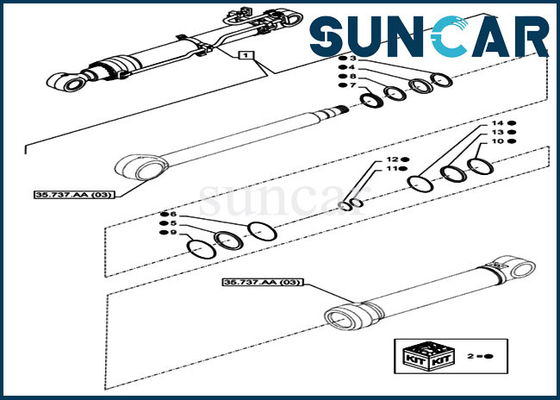 CX350D LC CASE LZ012100 Arm Repair Seal Kit Kit Perbaikan Silinder Hidrolik