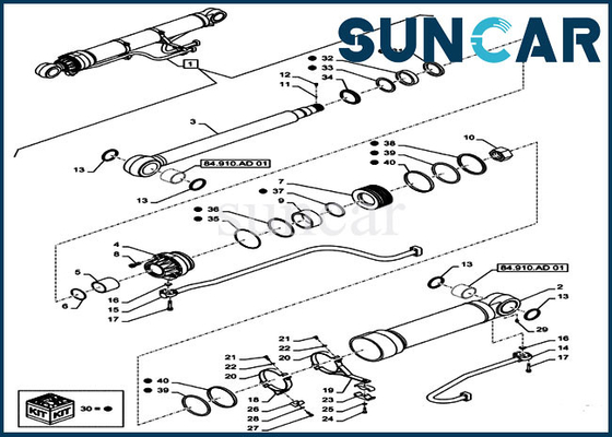 Boom Sealing Kit LZ013760 Cylinder Repair Seal Kit Untuk Excavator Case CX490D LC CX500D LC