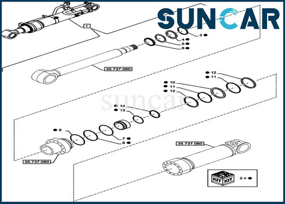 LZ014960 Arm Seal Repair Kit Kit Servis Silinder Cocok untuk KASUS CX750DRTC Excavator