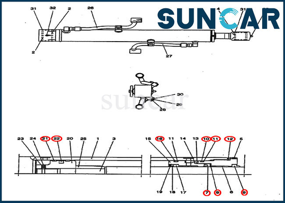 PV01V00039R300 Boom Cylinder Seal Kit Excavator CX25 CASE Suku Cadang Pengganti