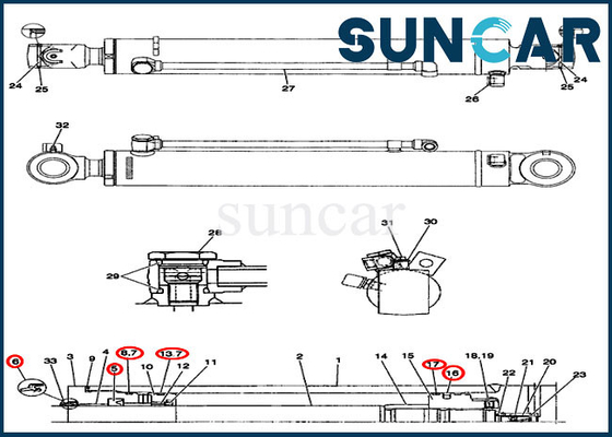 CX36B CX31B CASE PX01V00045R300 Swing Seal Perbaikan Kit Boom Cylinder Replacement Kit