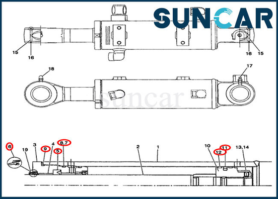 PW01V00048R300 Arm/Dozer Blade Cylinder Seal Kit Cocok untuk Model Peralatan CX31 CX36 CASE