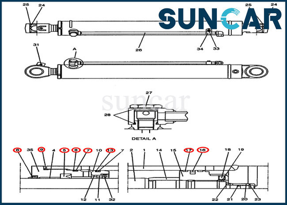 PH01V00014R300 Swing Cylinder Repair Seal Kit Cocok CX47 Case Excavator Engineering Construction