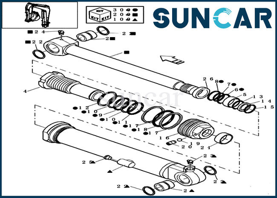 Ketahanan Aus 72275472 Arm Seal Kit Cocok dengan Kit Servis Silinder Excavator CASE CX16B