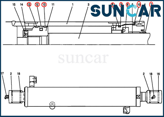 Kit Segel Pisau PV01V00045R300 Bucket / Dozer Untuk Kasus Kit Layanan Silinder CX27B CX17B