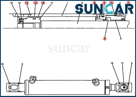 KASUS OEM Kit PU01V00028R300 Kit Perbaikan Segel Silinder Ayunan Cocok untuk Model CX17B Excavator