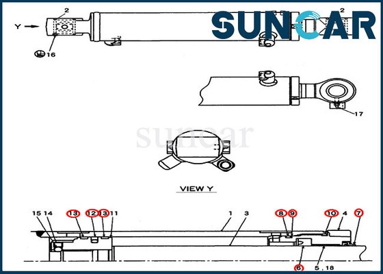 CX27B CX31B CX55BMSR Case PW01V00062R300 Ayunan/Lengan/Ember Silinder Pengganti Kit