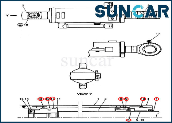 PV01V00047R300 Blade Cylinder Service Kit Excavator CX27B Case Dozer Replacement Seal Kit