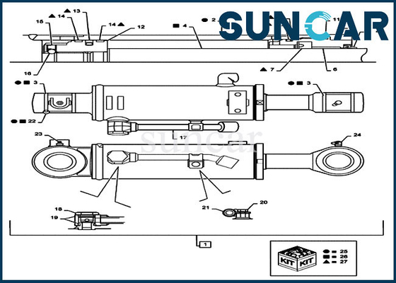 Mini Excavator PX01V00073R300 Kit Segel Perbaikan Dozer KASUS CX36B CX31B Kit Silinder Hidrolik