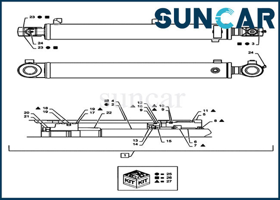 Kit Segel Boom PX01V00069R300 Kit Layanan Silinder Untuk Mesin Kasus Excavator CX36B
