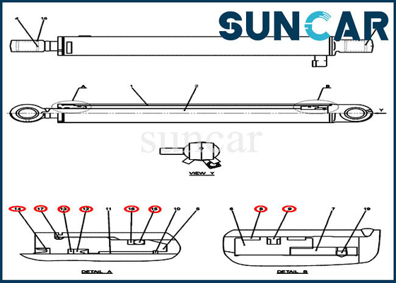 PH01V00034R300 Kit Perbaikan Bucket Kit Segel Silinder Cocok untuk Model KASUS Crawler Excavator CX50B