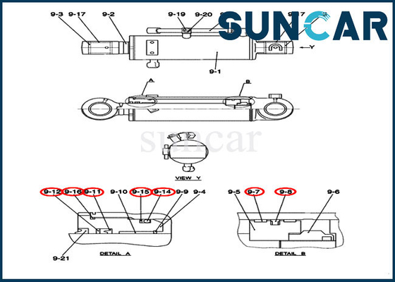 PY01V00040R400 Dozer Repair Seal Kit Case Model CX50B Kit Layanan Penggantian Silinder Hidraulik