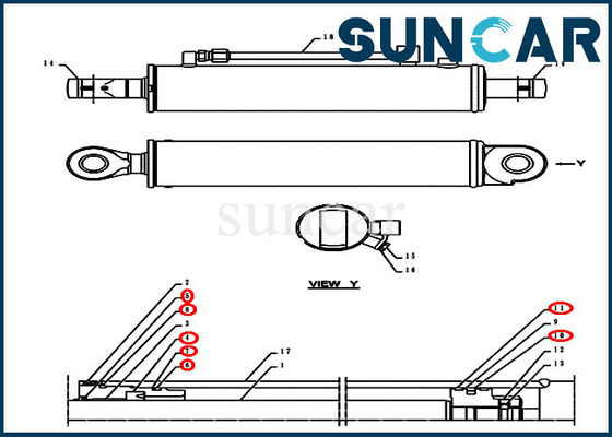 PH01V00006R100 Kit Segel Silinder Sudut Kit Layanan Dozer Cocok untuk Model Kasus CX55BMSR CX55B