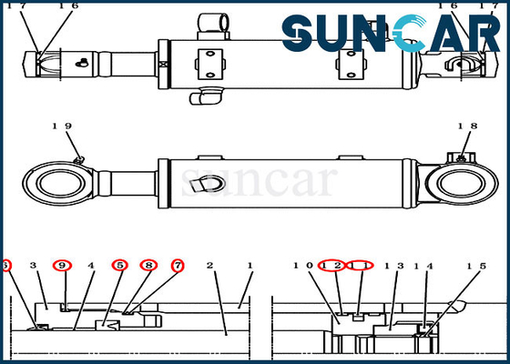 PY01V00036R300 Dozer Cylinder Repair Seal Kit Untuk Crawler Excavator CX50B CX55BMSR CX55B CASE