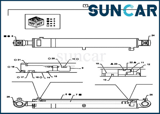 CX55B Case Boom CYL Seal Kit PS01V00001R300 Mini Crawler Excavator Kit Silinder Hidrolik