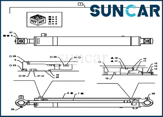 PS01V00002R400 Lengan Silinder Piston Batang Seal Kit Cocok CASE Crawler Excavator Model CX55B