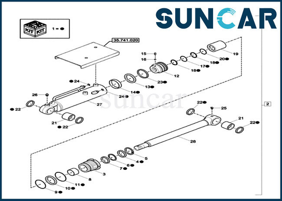 Kasus XKCC-00458 OEM Dozer Blade Seal Kit XKCC00458 Kit Silinder Hidrolik Untuk Excavator CX18C