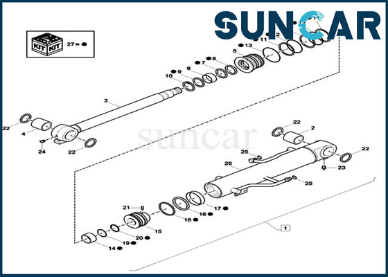 XKCD-01373 Boom CYL Seal Kit XKCD01373 Seal Perbaikan Kit Cocok Model CX26C Case Mini Crawler Excavator