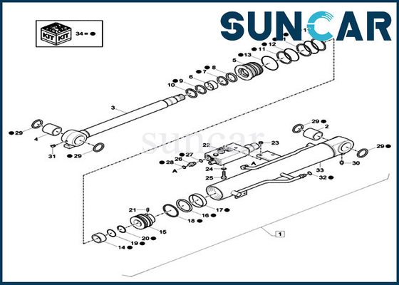 XKCD-03431 XKCD03431 Boom Sealing Kit Untuk KASUS CX26C Katup Pengaman Hidrolik Cylinder Service Kit