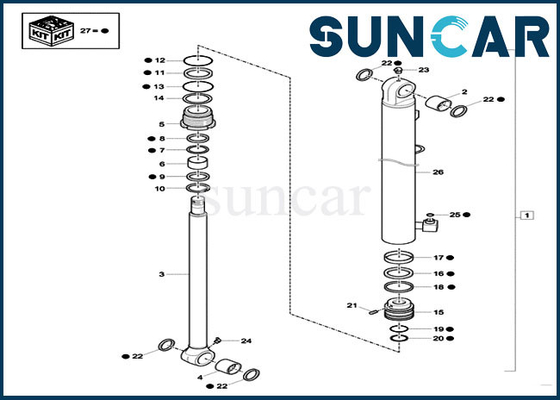 CX26C Case Bucket Seal Kit XKCD-03350 Crawler Excavator Cylinder Seal Kit Perbaikan XKCD03350
