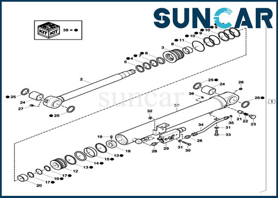 XKCC01384 Gayung Perbaikan CYL Seal Kit XKCC-01384 Case Parts CX37C Katup Pengaman Minyak Seal Kit
