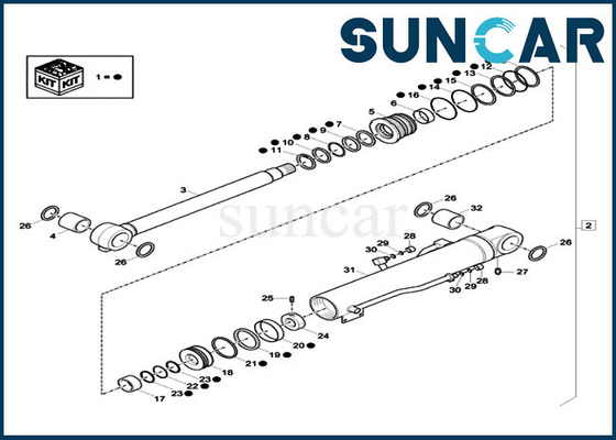 XKCD-03076 XKCD03076 Kit Segel Silinder Boom KASUS CX60C CX57C Kit Penyegelan Hidrolik Excavator