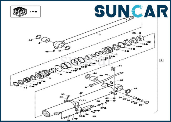 XKCD-03438 XKCD03438 Dipper Seal Perbaikan Kit Excavator Case CX60C CX57C Penggantian Silinder Kit