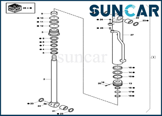XKCC-01002 XKCC01002 Boom Swing Oil Seal Kit CASE CX60C Excavator Penggantian Cylinder Kit