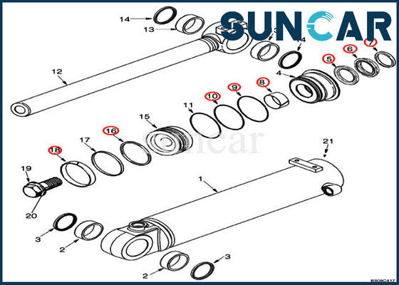 87434291 Bucket Cylinder Seal Kit Case Kit Servis Kemiringan Cocok untuk Peralatan Model Loader 621D 621G 521E