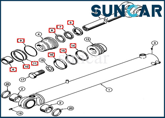 Kit Segel Penggantian Silinder Bucket 358013A1 Kit Penyegelan Wheel Loader Kasus 521D