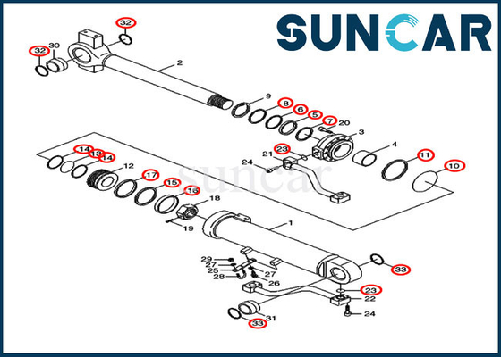 31Y2-03400 31Y203400 Bucket Seal Kit Kit Perbaikan Silinder Cocok untuk Konstruksi KASUS Pemuat 1221E