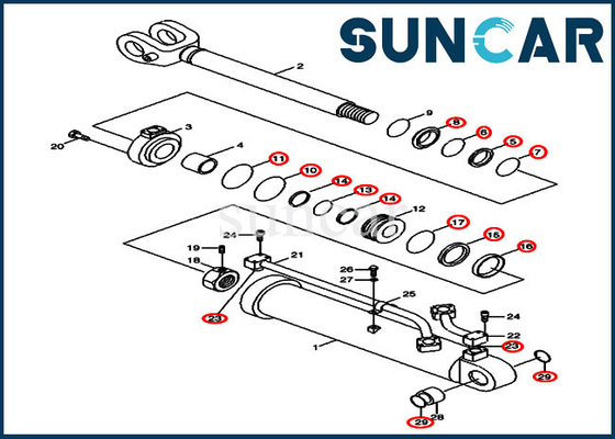 Kasus 31Y2-03180 31Y203180 Kit Perbaikan Segel Silinder Boom Untuk Bagian Wheel Loader 1221E