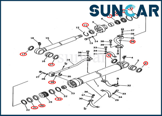 707-98-36210 Kit Segel Silinder Bucket PC120-5C PC200-5C Spesifikasi Kustom Kit Servis Komatsu