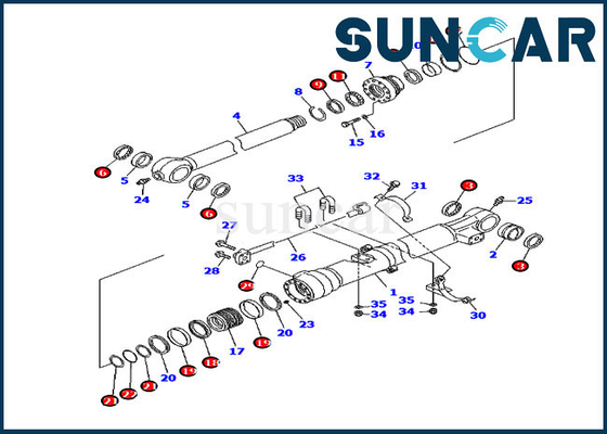 707-99-47570 Bucket Sealing Kit Model PC200-7 PC200LC-7 Model Komatsu Cylinder Repair Seal Kit