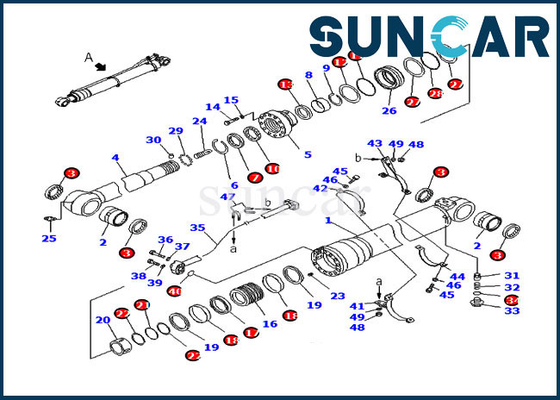 Arm Seal Kit Service Kit 707-99-50500 Untuk Komatsu Excavator PC200-8 PC210LC-8K Silinder Hidrolik